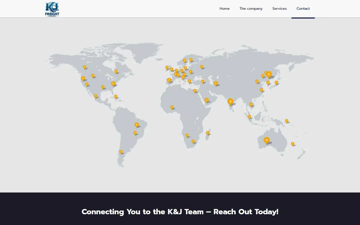 Contact page with a world map