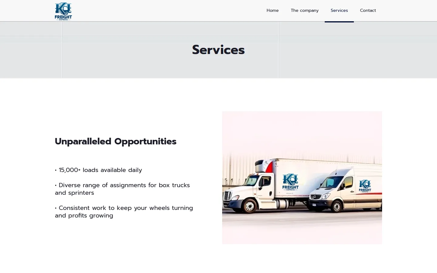 Services page with four service areas