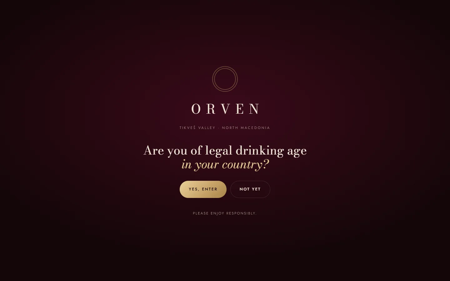 Orven age gate with ring mark and gold buttons