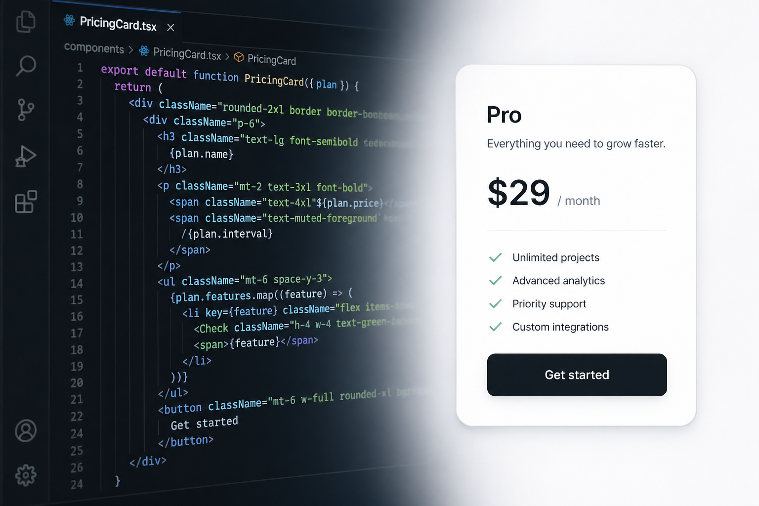 Pricing card